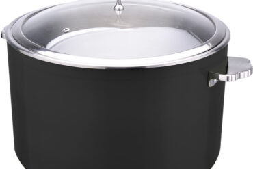 Serveerimis- ja kuumutuspot koos klaaskaanega & roostevabast terasest sisuga Kolmekihiline haamerdatud pind ⌀320x210mm Must | Adexa E0912086