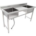 Valamu roostevaba teras 1570x600x900mm 2 kaussi pritsmekaitsega | Adexa YDRST60160X2M