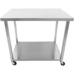 Kaubanduslik mobiilne töölaua ratastel, roostevabast terasest alumine riiul 1000x700x900mm | Adexa DWTC70100 - Image 6