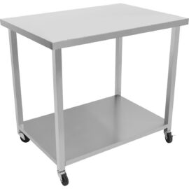 Kaubanduslik mobiilne töölaua ratastel, roostevabast terasest alumine riiul 1000x700x900mm | Adexa DWTC70100
