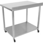 Kaubanduslik mobiilne töölaua ratastel roostevabast terasest alumise riiuli ja tagaservaga 1000x700x900mm | Adexa DWTC70100B - Image 8