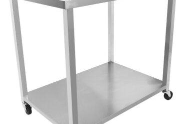 Kaubanduslik mobiilne töölaua ratastel roostevabast terasest alumise riiuli ja tagaservaga 1000x700x900mm | Adexa DWTC70100B