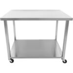 Kaubanduslik mobiilne töölaud ratastega, roostevaba teras, alumine riiul 1200x700x900mm | Adexa DWTC70120 - Image 6