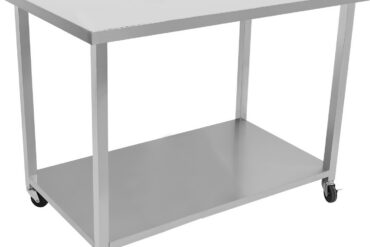 Kaubanduslik mobiilne töölaud ratastega, roostevaba teras, alumine riiul 1200x700x900mm | Adexa DWTC70120