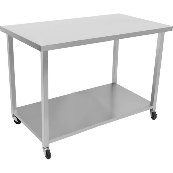Kaubanduslik mobiilne töölau koos ratastega Roostevabast terasest alumine riiul 1500x700x900mm | Adexa DWTC70150
