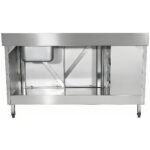 Kaubanduslik roostevabast terasest valamu kapp 1400x600x900mm 1 kauss paremal 3 sahtlit pritsmekaitsega | Adexa DSA601402D3DR - Image 3