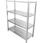 Roostevabast terasest riiulid, ruudukujulised jalad, 4 aukudega riiulit | Adexa QHSSP1805