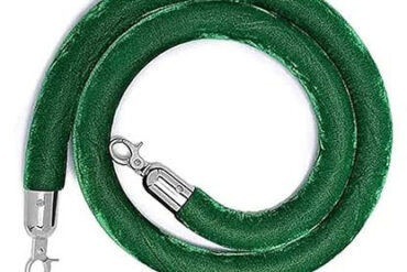 Roheline sametist tõkkepuu köis hõbedaste otstega 1,5m | Adexa VR01RGREEN