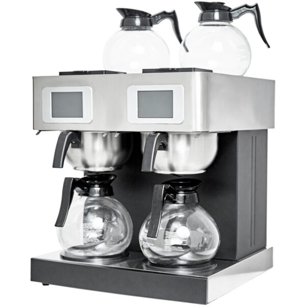 Kaubanduslik kahefiltriline kohvimasin käsitsi või automaatse täitmisega, 4 klaaskannu, 4 kuumutusplaati | Adexa CBD02A1