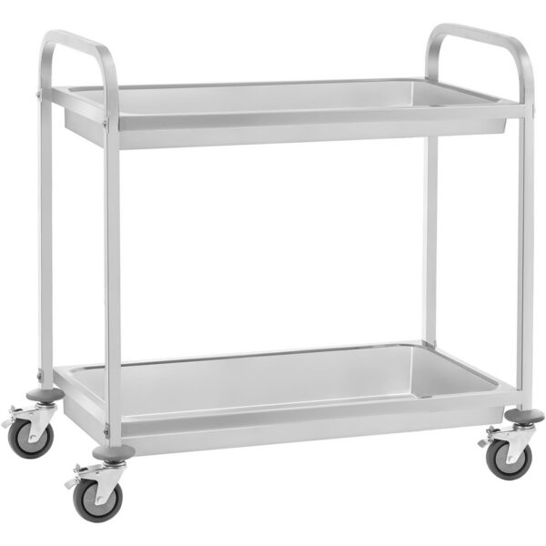 Sügav alusega teeninduskäru roostevabast terasest 2-korruseline 860x540x940mm | Adexa RDT2A