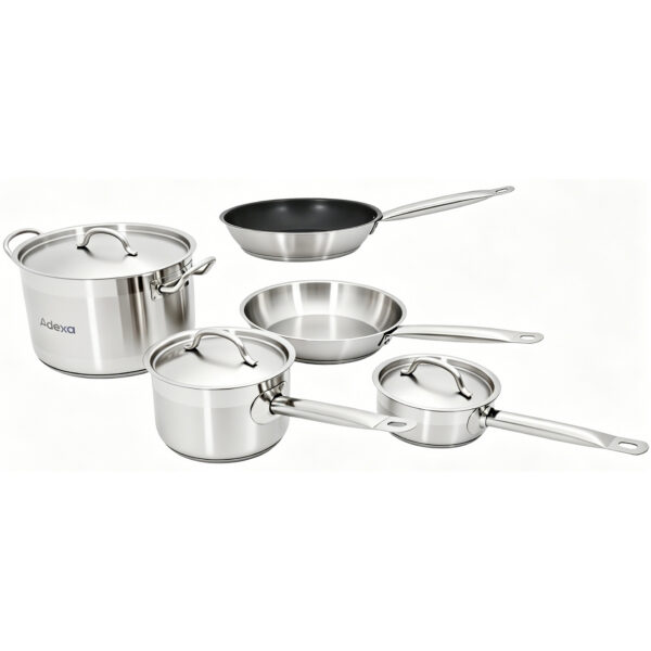 Roostevabast terasest kööginõude komplekt 5 tk kastmepannid hautamis- ja praepann | Adexa SESPC8A