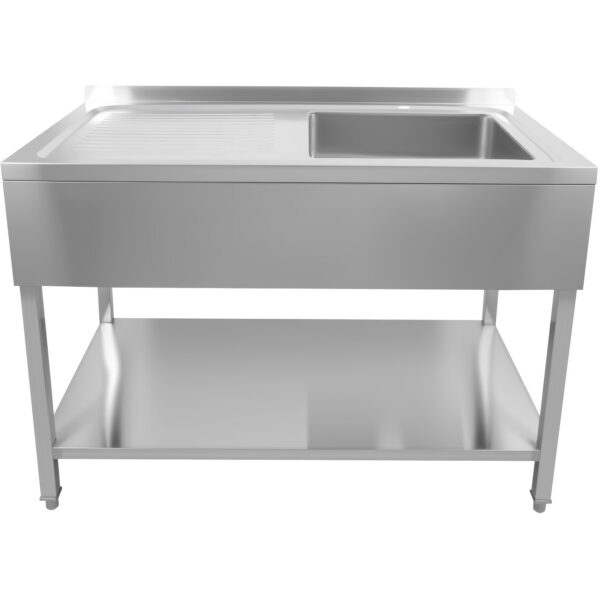 Kaubanduslik roostevabast terasest valam 1200x600x900mm 1 kauss paremal Splashback | Adexa DSA60120R