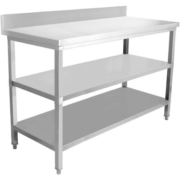 Kommertslik töölauad Roostevaba teras 3 tasandit Tagasein Ruudukujulised jalad 1600x700x900mm | Adexa DW3T16070B