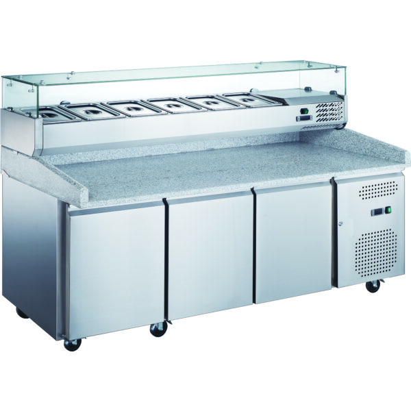 Pitsa ettevalmistusjaam/lett 3 ust Graniidist tööpind Külmutatud lett 9xGN1/3 Sügavus 150mm | Adexa PZ36+PT36