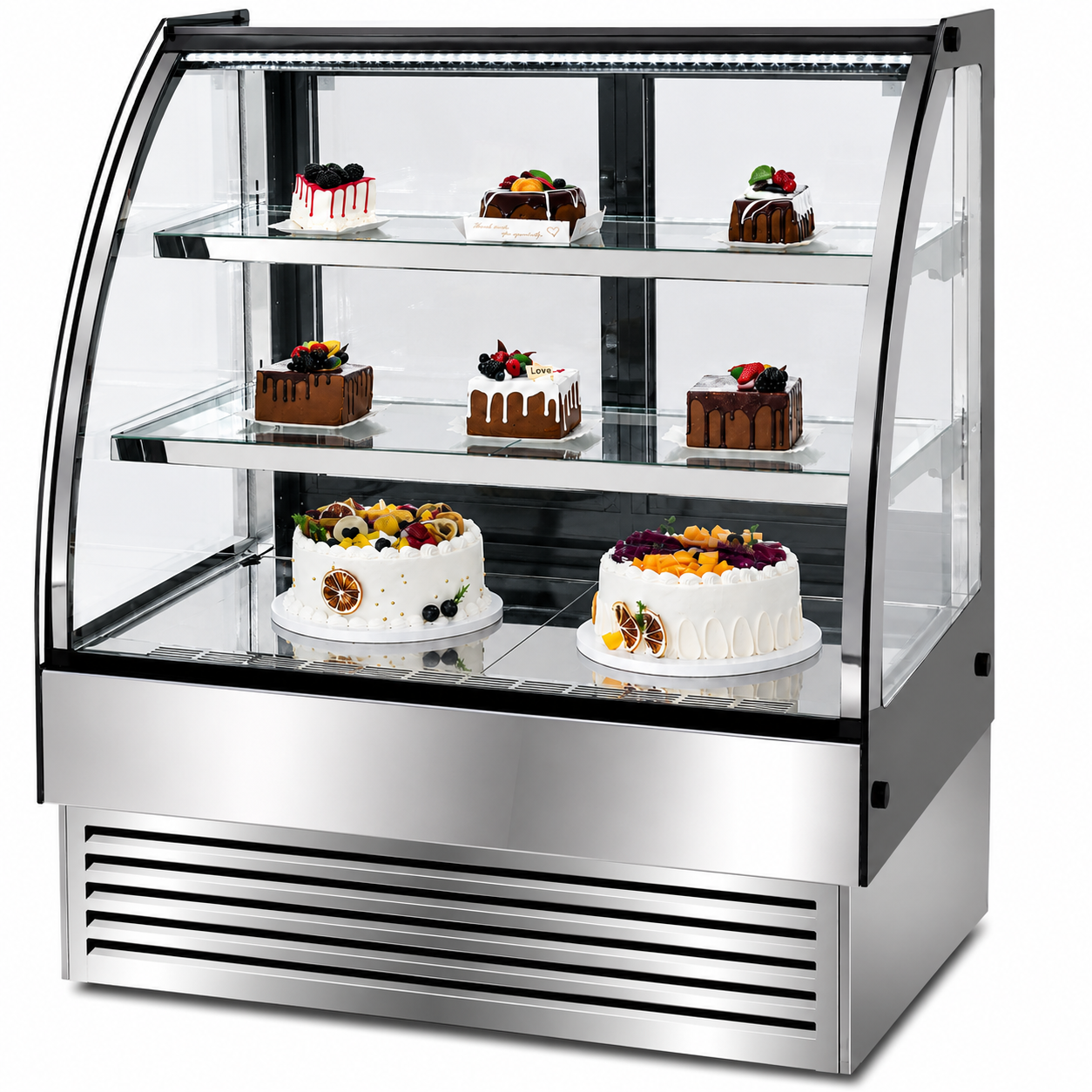 Vitriinkülmik Ümar Esiosa 2 Riiuliga 1200x700x1200mm Roostevaba Teras & Must | Adexa HL1200S2 Vitriinkülmik Ümar Esiosa 2 Riiuliga 1200x700x1200mm Roostevaba Teras & Must | Adexa HL1200S2 - Image 1