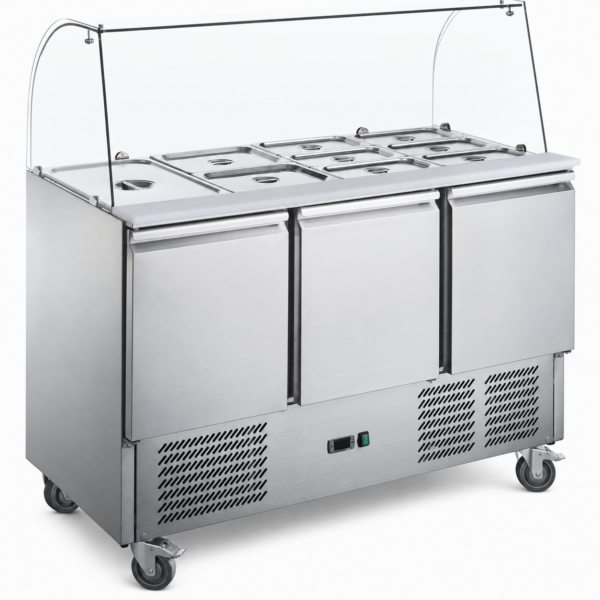 Saladett klaasist vitriiniga 3 uksega 1365x700x1350mm | Adexa S903CG