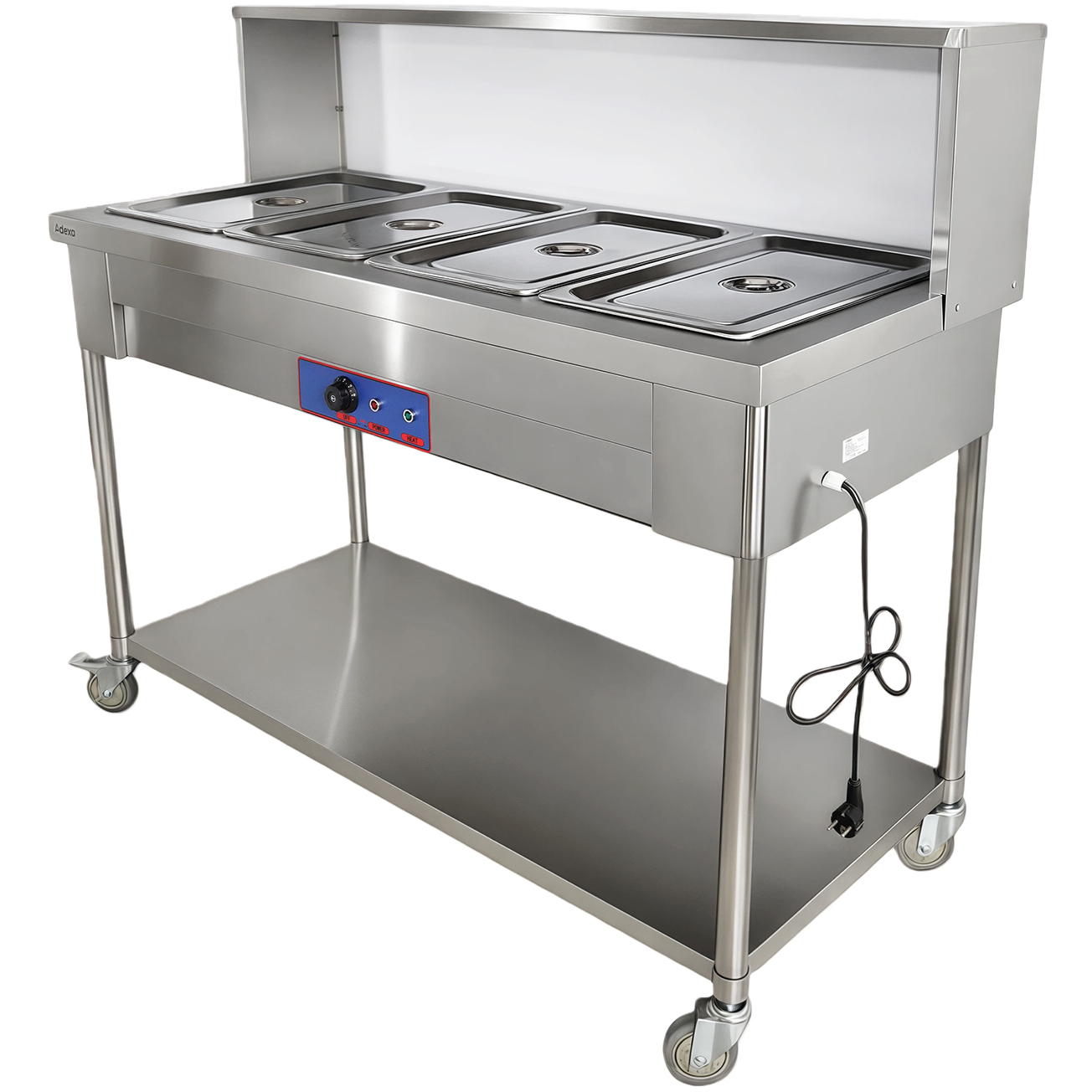Mobiilne Bain Marie toidu soojendamise lett 4xGN1/1 ülemise riiuliga | Adexa PFD15070 Mobiilne Bain Marie toidu soojendamise lett 4xGN1/1 ülemise riiuliga | Adexa PFD15070 - Pilt 1