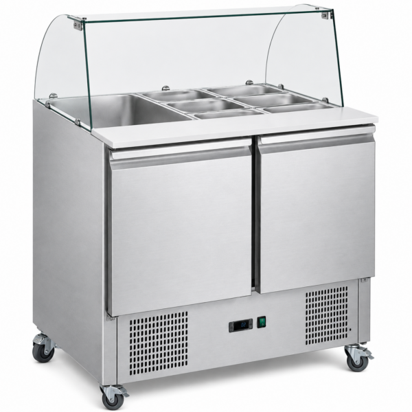 Saladett klaasist vitriiniga 2 uksega 900x700x1350mm | Adexa S900CG